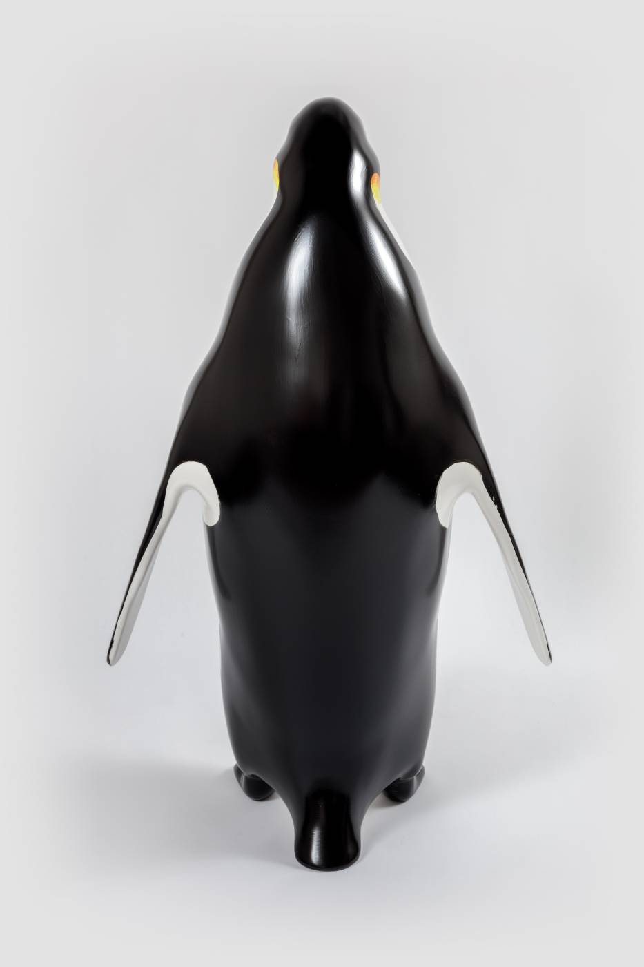 Penguin sculptures viewed from behind